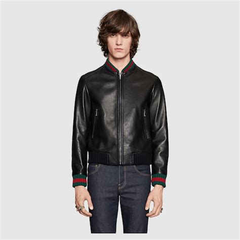 leather jacket patch gucci|Gucci leather jacket men's.